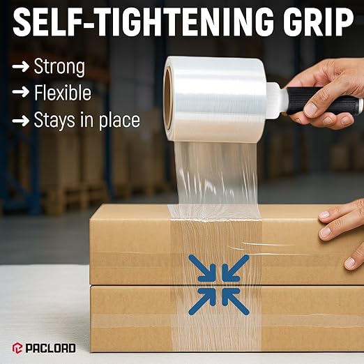 5" x 1000’ Industrial Strength Stretch Wrap, Ready to Use Pack of 8 Mini Rolls with one Handle, Clear Plastic Film, 80 Gauge Thick, 500% Elongation – Heavy-Duty Shrink Wrap for Moving, Packing