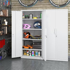 LUCYPAL Metal Garage Storage Cabinet with 2 Doors and 4 Adjustable Shelves - 70.8" Steel Locking Storage Cabinet,Garage Cabinets for Office,Home,Garage,Gym,School (White)