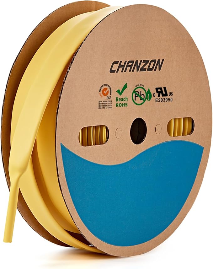 Chanzon 3:1 Ratio - 80ft Roll - Heat Shrink Tubing 5/8" (15mm) - Marine Grade Waterproof Adhesive Lined - (25M Total Length) Yellow Polyolefin Sleeving Wrap Shrinking 3 to 1 Ratio 1pcs