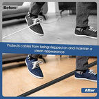 Floor Cord Cover for Wires on Floor Self Adhesive Cord Hider Floor Cable Management Wire Covers for Cords Protector Prevent Cable Trips Cord Cavity W 0.47" x H 0.27", Black, 20Ft
