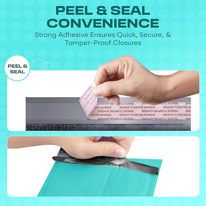 Teal Small Poly Bubble Mailers 6x10 inch #0 | Self Seal Padded Envelopes | Cushioned Bubble Mailer | Usable Size 6x9 | WaterProof | Lightweight mailing Shipping Bags | 500 Pack Bulk