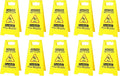 10 Pack Caution Wet Floor Sign, 24" Height, Bright Yellow, Double-Sided A-Frame Safety Caution Sign Commercial, Bilingual Caution Message