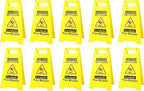 10 Pack Caution Wet Floor Sign, 24" Height, Bright Yellow, Double-Sided A-Frame Safety Caution Sign Commercial, Bilingual Caution Message