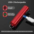 Blukar Rechargeable EDC Flashlight, Mini Keychain Flash Light with 3 Lighting Modes, Memory Function, Waterproof, Compact and Portable Pocket Light for Everyday Carry, Emergency,Camping-Red
