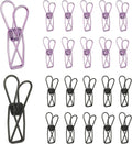 PATIKIL 50Pcs Paper Office Binder Clips, 1.26" Small Metal Wire Hollow Out Paper Clamps Long Tail Binder Clips for Photo Clothes Hanging Office Home Kitchen Food Package, Black/Purple
