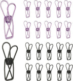 PATIKIL 50Pcs Paper Office Binder Clips, 1.26" Small Metal Wire Hollow Out Paper Clamps Long Tail Binder Clips for Photo Clothes Hanging Office Home Kitchen Food Package, Black/Purple