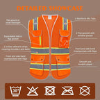 High Visibility Safety Vest - Reflective Breathable Mesh with 9 Pockets, Front Zipper for Men & Women - Meets ANSI/ISEA Standards