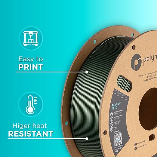 Polymaker PolyLite Dark Green 3D Printer PETG Filament 1.75mm 1kg, Legacy PETG Formula, Reliable Everyday Filament, Strong Layer Bonding, Compatible with Most 3D Printers