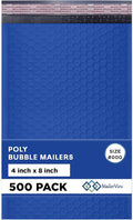 Royal Blue Small Bubble Mailers 4x8 Inch #000 | Thick Padded Poly Bubble Mailer Envelopes | 500 Pack Bulk | Trading Card Sports Card Shipping