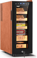 Tylza Leather Trim Cigar Humidor, 35L Cigar Humidor Cabinet with Auto Humidity & Temp Control, 300 Counts, 3 LED Lights, Spanish Cedar Wood, Cigar Humidors with Safety Lock, Gifts for Men
