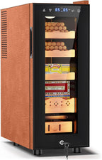 Tylza Leather Trim Cigar Humidor, 35L Cigar Humidor Cabinet with Auto Humidity & Temp Control, 300 Counts, 3 LED Lights, Spanish Cedar Wood, Cigar Humidors with Safety Lock, Gifts for Men