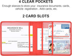 Cacturism Car Registration and Insurance Holder, Vehicle Glove Box Car Organizer Men Women Wallet Accessories Case for Cards, Essential Document, Driver License, Red
