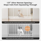 Gardner Pet 51"-87" Extra Tall Cat Gate for Doorway, Wide Adjustable 27.56"-37" Baby Gate Included 4 Extension Kits, Pressure Mounted Safety Full Door Gate for Stairs, Studio, Kitchen (White)