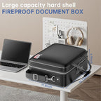 Tamfile Fireproof Document Box with Lock, Hard Case Fireproof Water Resistant File Organizer with 24 Colorful Pockets, Fire Safe Box for Important Documents, Valuables, Laptop, Passports (Black)