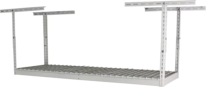 MonsterRax Overhead Garage Storage Rack 2 x 6 Ceiling Rack for Garage Shelving, Organization, & Storage, Adjustable Hanging Storage for Bikes, Equipment & Bins (White, 18"- 33" Ceiling Drop)