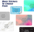100 Custom Vinyl Stickers - Upload Your own Image, Text, Design, Logo - Personalized Logo Labels for Handmade, Packaging, Bottle, Jars, Candle, Brand Stickers (Blue Swirls, 5x3)