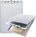 Henoyso Metal Storage Clipboard Bulk Heavy Duty Aluminum Clip Board for Teacher Contractor Medical Construction Office School Classroom, 12.6x9.2x1 Inch, Fit Letter Size 8.5x11 Inch Paper (2 Pcs)