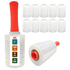 12 Pack Industrial Strength Mini Hand Stretch Wrap with 2 Plastic Handles, 60 Gauge Thick, 5" x 1000 Ft Roll, Shrink Wrap Roll for Moving Pallets, Plastic Wrap for Packing, Heavy Duty Stretch Film