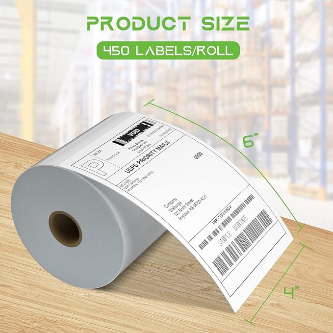 MFLABEL 4x6 Direct Thermal Shipping Labels - 8 Rolls of 450 Labels/Roll, Compatible with Zebra2844/ZP450/ZP500/ZP505, USPS/FedEx/UPS/Amazon Shipping, Smudge-Resistant & Permanent Adhesive