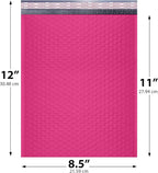 Hot Pink Poly Bubble Mailers 8.5x12 inch #2 | Self Seal Padded Envelopes | Cushioned Bubble Mailer | Usable Size 8.5x11 | WaterProof | Lightweight mailing Shipping Bags | 100 Pack Bulk