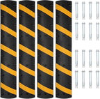 6 FT Heavy Duty Rubber Speed Bump 4-Pack, Driveway Cable Protector Ramp with Installation Bolts for Parking Lots, Garage & Gravel Roads