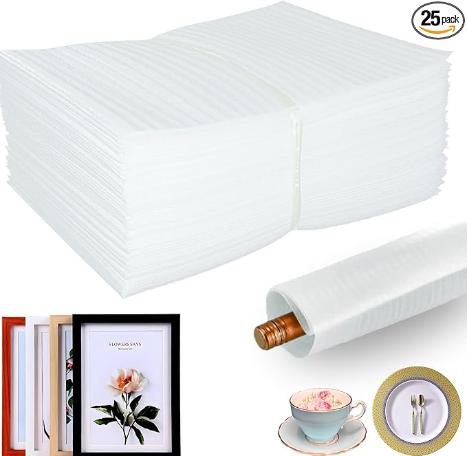 25PCS Foam Pouches, 14" X 18" Large Cushion Foam Pouch, Foam Wrap Cushioning Material, Packing Supplies for Moving, Transportation and Storage