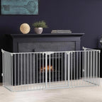 Bonnlo 120-Inch Wide Metal Baby Safety Fence/Play Yard Adjustable Fireplace Hearth BBQ Fire Gate Christmas Tree Gate 5-Panel Playpen for Toddler/Pet/Puppy/Cat/Dog, 25.39"W x 29.3" H Each Panel, White