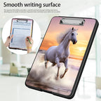 Clipboard with Storage,Office Supplies Nursing Clipboards Folder with Pen Holder Plastic Foldable Clip Board with Storage for Nurse Teacher,Sunset Horse