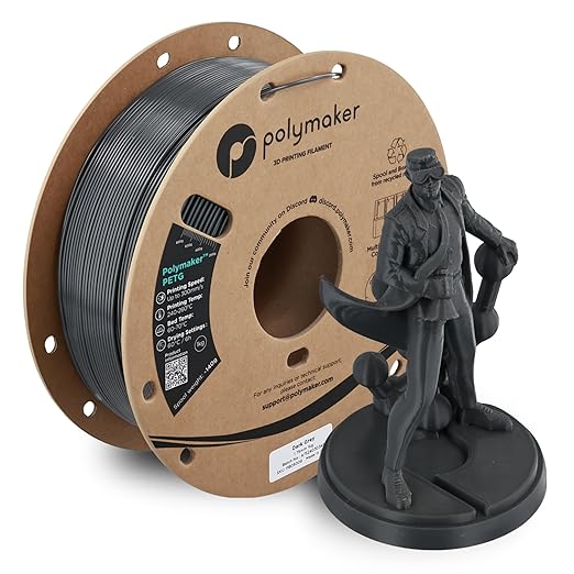 Polymaker PETG Dark Grey 3D Printer Filament 1.75mm 1kg, High Speed PETG up to 300mm/s, High Strength New Formula, Excellent Layer Adhesion, Warp Free, Compatible with Most 3D Printers