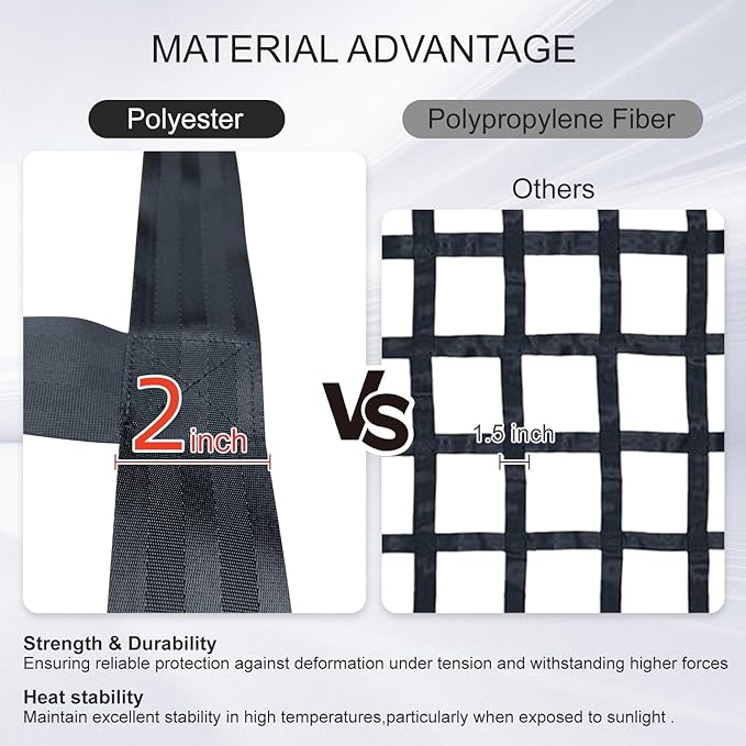 Cargo Net for Pickup Truck Bed, Heavy Duty 1100 lbs Capacity, Adjustable Cam Buckles & S-Hooks, Thick Herringbone Nylon, with Drawstring Storage Bag for Trailers and Trucks (50" x 42")