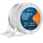 GLUIT Double Sided Tape Heavy Duty 10+10ft 2 Rolls – Double Stick Tape, Removable Washable Nano Gel Sticky Wall Tape, Multipurpose Poster Tape for Walls, Craft, DIY, Carpet & Car Use 17.5 lbs