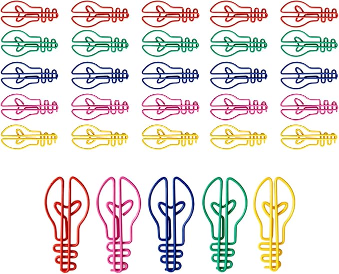 30Pieces Small Paperclips Light Bulb Paper Clip Metal Bookmarks Office Supplies for Binding Hanging File Document Metal Paper