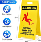 MATTHEW CLEANING 25'' Industrial Wet Floor Sign 3 Pack 2-Sided Durable Corrugated Plastic Birght Yellow Multilingual Warning Signs Commercial Caution Wet Fold-out Floor Signs For Indoors