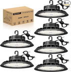 UFO LED High Bay Light 240W 6 Pack, High Bay LED Shop Light 36,000LM 0-10V Dimmable, 5' Cable with US Plug, Hanging Hook, Safe Rope, ETL Listed High Bay for Warehouse Factory Barn Shop