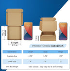 Famagic 50 Pack 4x4x2 Small Shipping Boxes - Brown Corrugated Cardboard Mailer Boxes for Small Business, Mailing Boxes for Packaging, Bulk