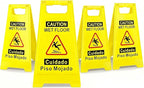 4 Pack Caution Wet Floor Sign, 24" Height, Bright Yellow, Double-Sided A-Frame Safety Caution Sign Commercial, Bilingual Caution Message