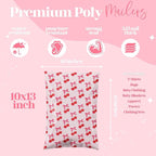 10x13 Designer Poly Mailer 100 Pack Heavy Duty Waterproof Self Seal Shipping Bags for Small Business Large Mailing Envelopes Bulk Tear Resistant Packaging Pink Stripe Cherry Fruit