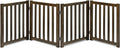 LZRS 4-Panel Wooden Free Standing Foldable Dog Gate Indoor – 24" High, Extra Wide Step-Over Safety Pet Gate for Doorways, Stairs, Hallways, Large Spaces & Playpen for Puppies Indoor Use, Walnut