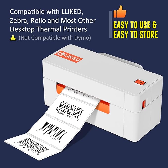 L LIKED 2.25" x 1.25" Direct Thermal Labels, Permanent Adhesive Barcode Address Label & Compatible with Rollo, Zebra and Other Desktop Printers (12 Rolls, 12000 Labels)