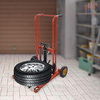 Hydraulic Material Lift 450 lbs Capacity, 36 Inch Lift Height Manual Stacker with 9" Casters, Mobile Hand Pallet Truck Lift Winch Stacker for Workshops, Warehouses, Factories, Homes