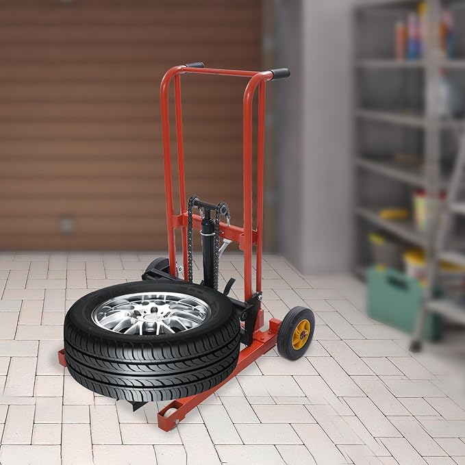 Hydraulic Material Lift 450 lbs Capacity, 36 Inch Lift Height Manual Stacker with 9" Casters, Mobile Hand Pallet Truck Lift Winch Stacker for Workshops, Warehouses, Factories, Homes