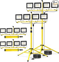 TOPRATED 2 Pack Led Work Light with Stand,28000 Lumen 110V 4 Adjustable Head Outdoor Flood Lights,Foldable Mechanic Light with 16.5Ft Power Cord,Portable Waterproof Tripod with Lamp for Workbench