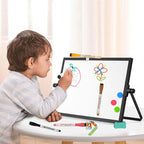 Dry Erase Magnetic White Board, 8" x 12" Black Aluminum Frame Double-Sided Desktop Whiteboard with Stand, Portable Small Whiteboard Set for Drawing, Office, Home, School