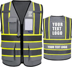 AYKRM Custom Logo Personalised Printed High Visibility Reflective 2 two tone work construction Safety Vest