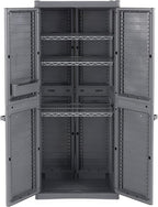 Gracious Living 3-Shelf Base Cabinet, MaxIt Lockable Utility Storage with Adjustable Shelves for Garage, Basement, Workshop, Grey - Large