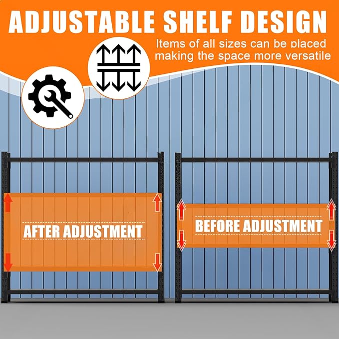torage Shelves,Garage Shelving Heavy Duty Metal Adjustable Garage Shelves, Shelving Units Industrial Shelving for Warehouse(Black, W47.2*D19.7*H79)