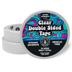 HIPPIE CRAFTER Clear Double-Sided Tape for Crafts, 1 Inch Wide Heavy-Duty Adhesive, Strong Sticky Thin Mounting Tape for Posters, Carpets, and Wall-Safe Use, 3 Rolls, 60ft x 1" Each, 180ft Total