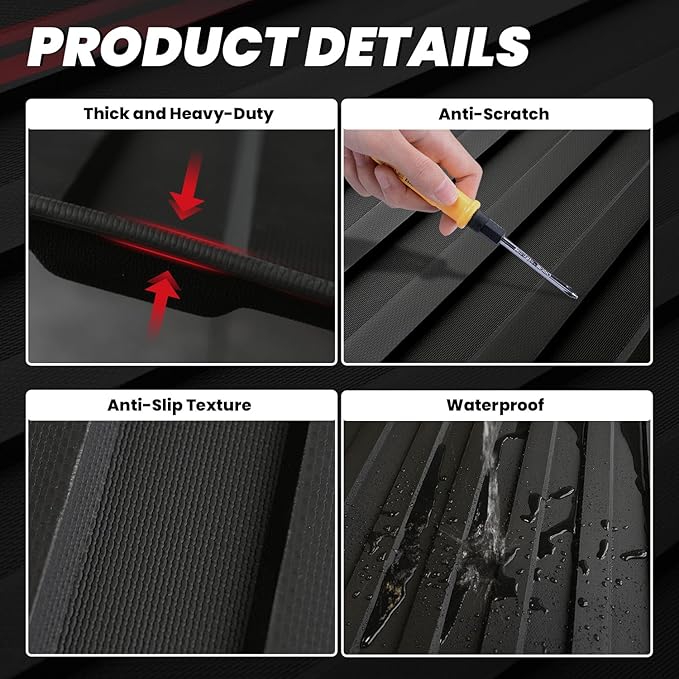 LASFIT 5FT7 Truck Bed Mat for Ram 1500/1500 RHO 2019-2026 & RAM 1500 Classic 2019-2024 Short Bed (5.7 FT / 67.4inches) Not for Rambox, All Weather Custom Fit Truck Cargo Bed Liner, Black