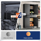 Yizosh Metal Garage Storage Cabinet with Locking Doors and Adjustable Shelves, 73" Rolling Tool Storage Cabinet with 4 Wheels and 1 Drawer for Garage,Warehouse (Black)
