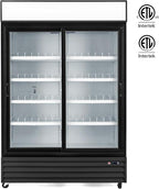 Wilprep Commercial Refrigerator, 37 cu. ft. Upright Beverage Display Refrigerator with LED Lighting, 52.4" Sliding Glass Door Merchandiser Fridge, ETL, ETL sanitation Listed